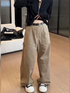 休闲设计感大口袋工装 洋气百搭盐系裤 阔腿裤 2025时尚 子 女秋季 美式