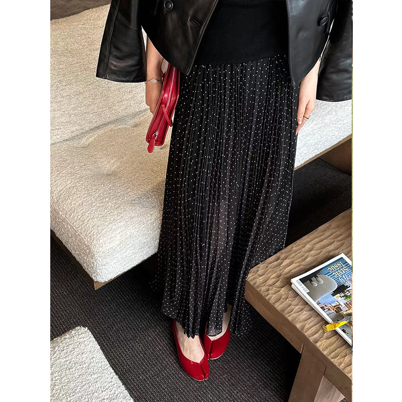 优雅气质超好看黑色波点半身裙女2026春夏新款显瘦高级感小众长裙