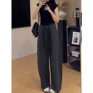 通勤设计感阔腿裤 高腰显瘦宽松休闲百搭直筒裤 时尚 女2025秋季 新款