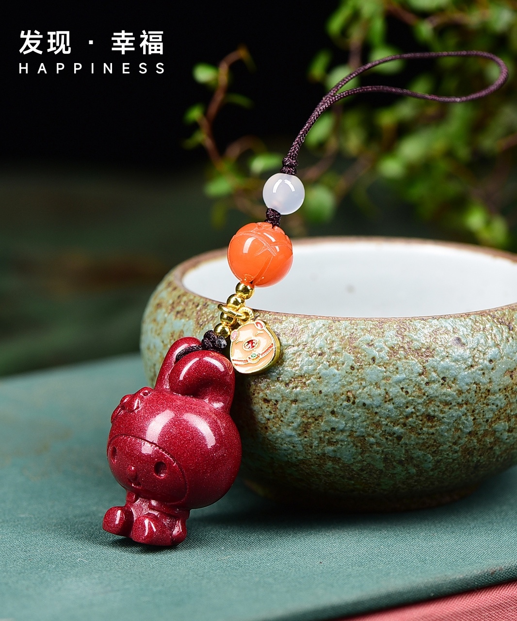 天然原矿朱砂紫金砂玉兔钥匙扣手机挂包挂等纳福转运时尚百搭女士