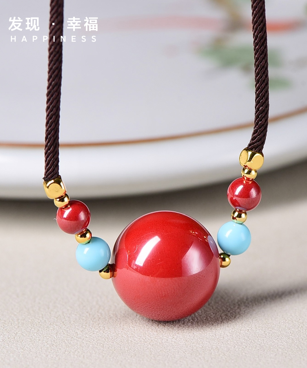 天然原矿朱砂帝王砂女锁骨链项链手工编织 保真高含量大颗粒纳福