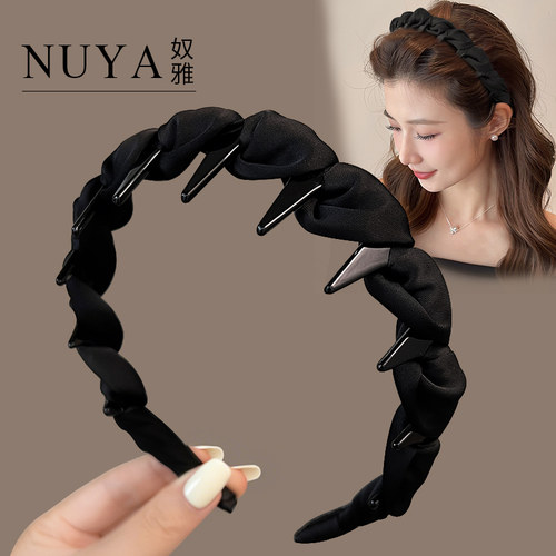 黑色缎面高颅顶发箍女2025新款夏