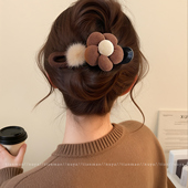 早秋不硌头毛绒鸭嘴夹发夹女后脑勺2025新款 高端盘发一字抓夹头饰