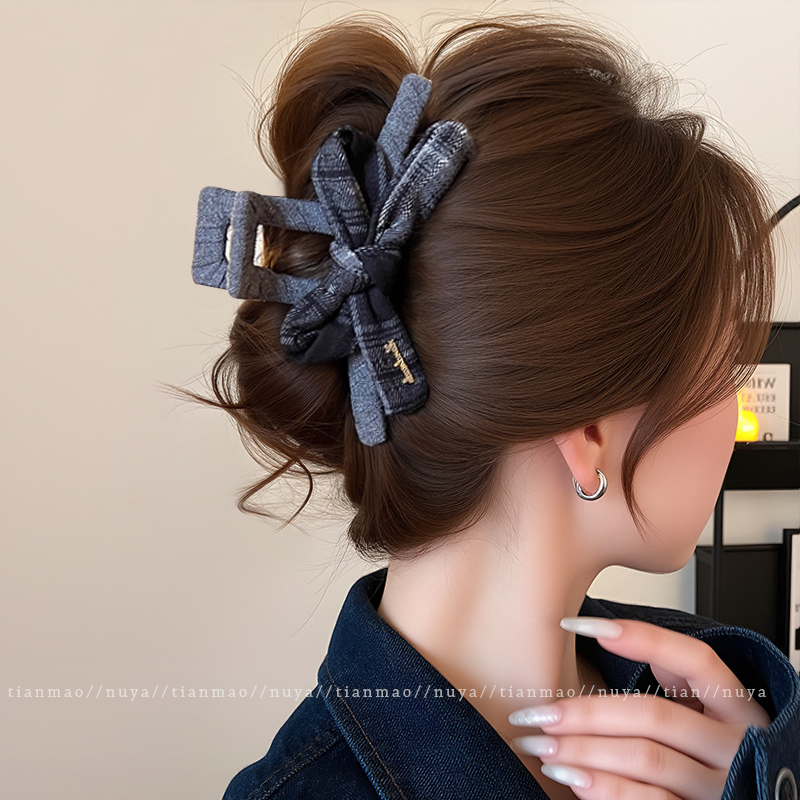 秋冬美拉德蝴蝶结抓夹女高级感