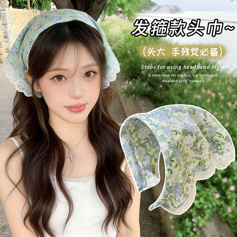 夏日超仙田园风头巾发箍一体图片