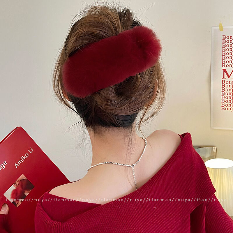 冬季红色毛绒一字夹毛毛抓夹女高级感鸭嘴夹发夹后脑勺大号鲨鱼夹,饰品/流行首饰/时尚饰品新,发饰,淘宝优惠券,粉丝福利购,淘宝优惠卷