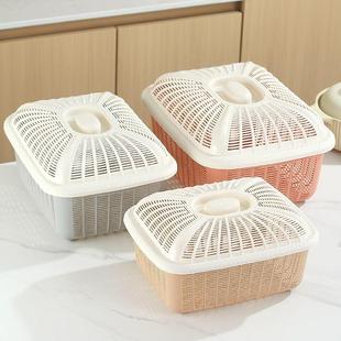 碗柜装 带盖家用沥水篮馒头筐洗菜盆塑料水果盘子厨房收纳篮装 碗盆