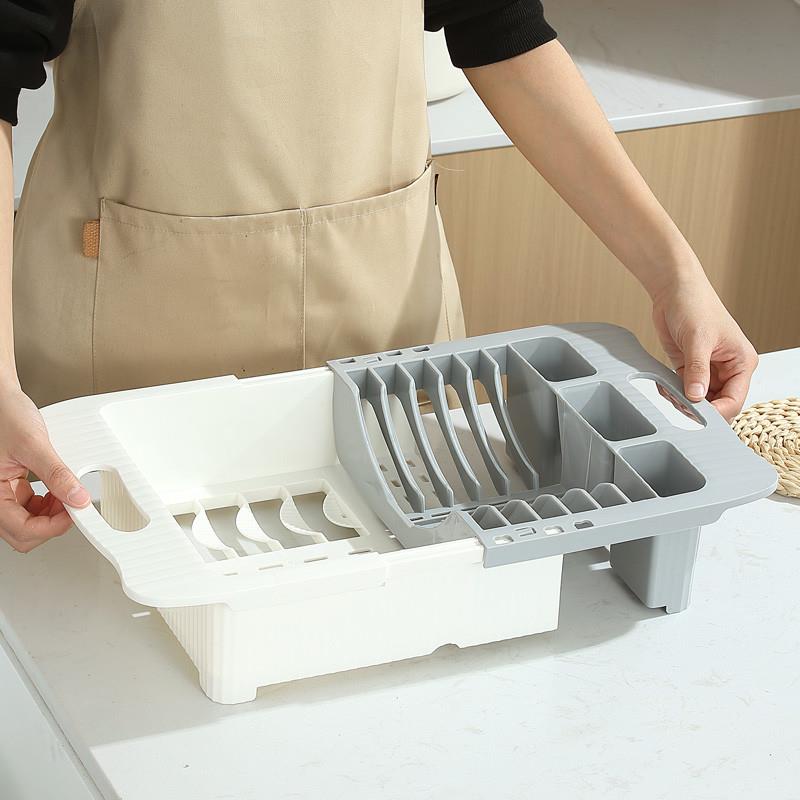 可伸缩碗碟洗碗池收纳篮架厨房家用抽拉式洗菜架沥水置物碗架