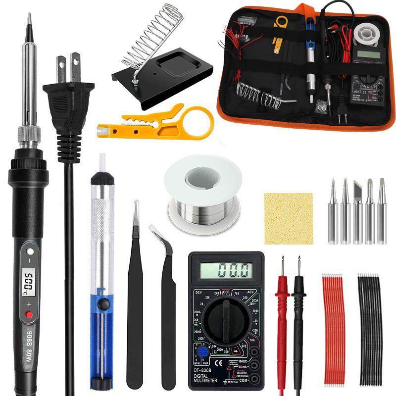 908S黑色万用表1780W件套内热数显电烙铁套装家用可恒温调温工具