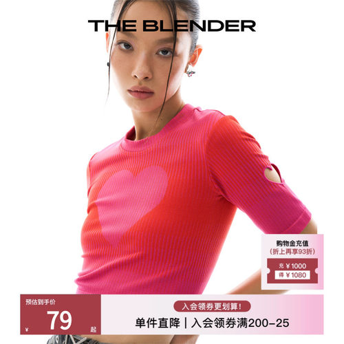 theblender甜酷爱心刺绣短款上衣
