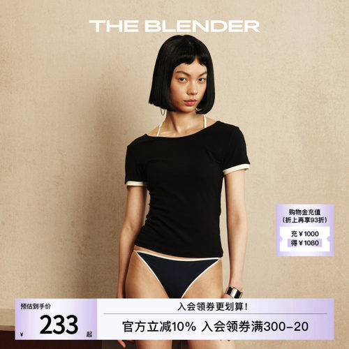 TheBlender撞色圆领修身短袖女