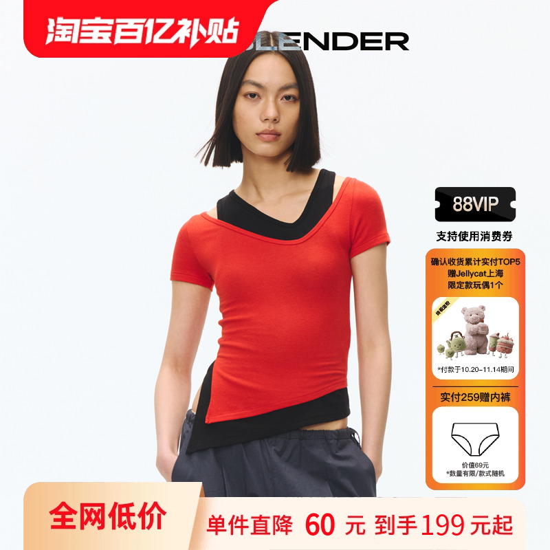 TheBlender修身不对称短袖叠穿