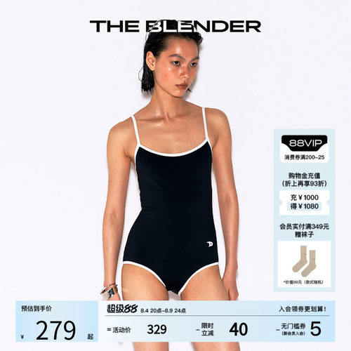 TheBlender度假撞色连体三角泳衣