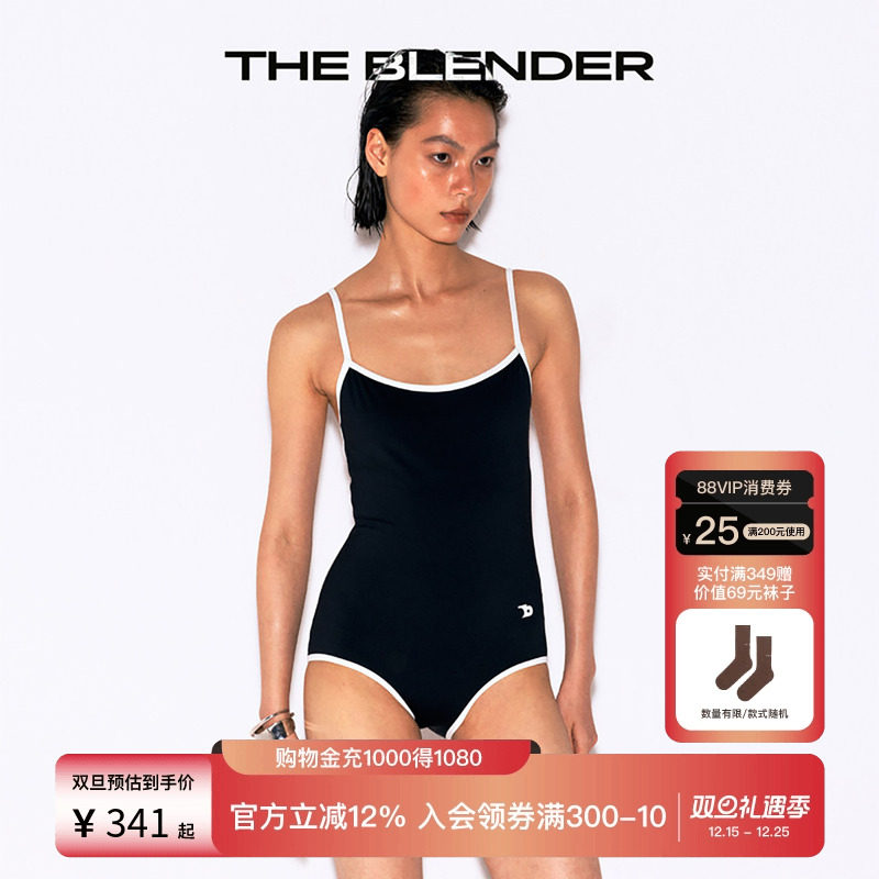 TheBlender度假撞色连体三角泳衣