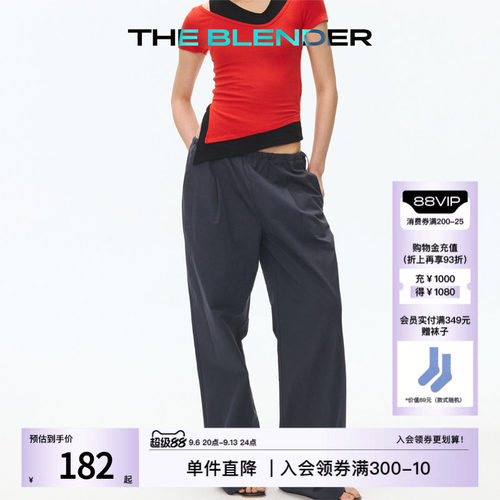 TheBlender宽松直筒休闲抽绳裤