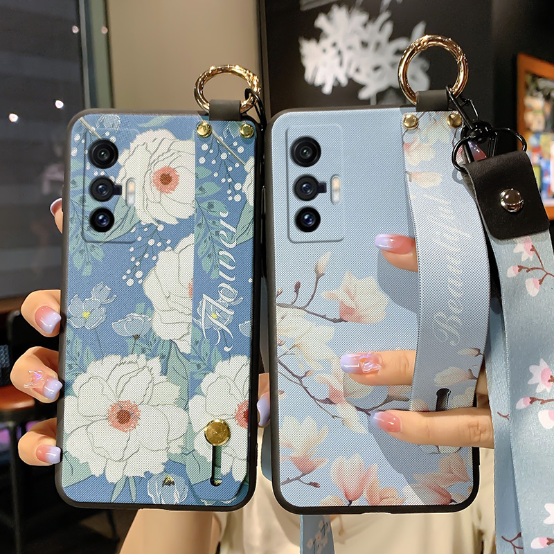 vivox70手机壳vivi新款x70pro兰花腕带维沃x70pro 百合花中国风叉70