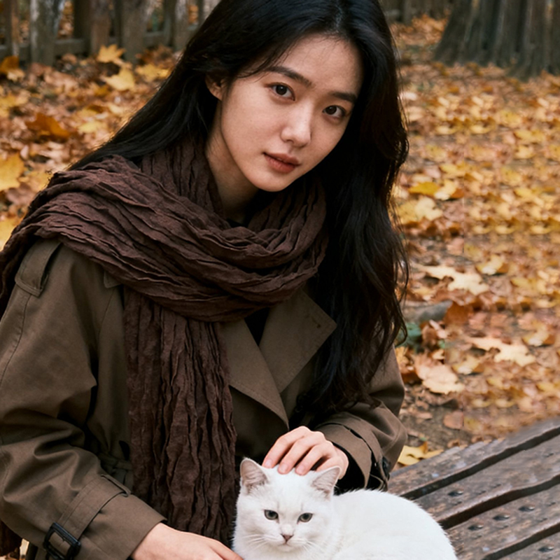 纯色复古文艺慵懒风围巾