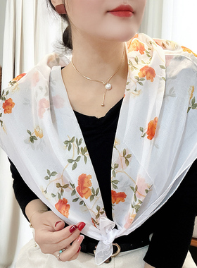 95cm防晒户外轻薄透气凉爽包头巾纱巾大方巾围巾女搭配裙子小披肩