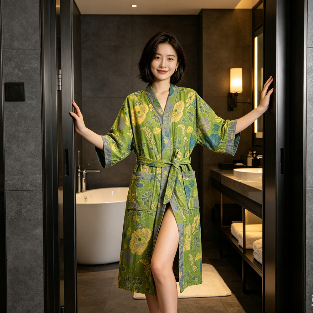 纯棉浴袍女夏薄款纱布浴袍双层纱睡衣情侣全棉高级洗完澡穿的浴衣