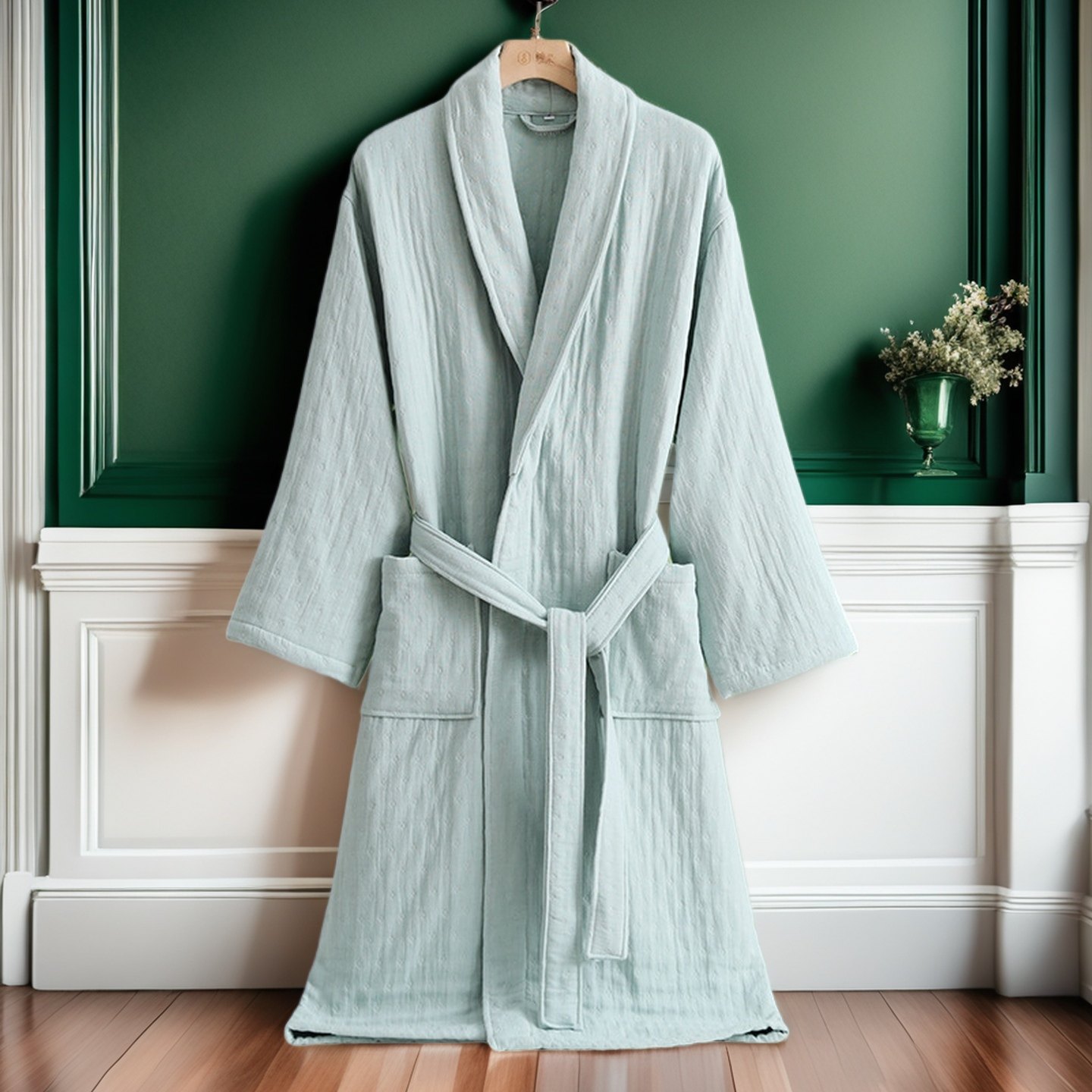 尊惜六层纱浴袍纯棉男女士秋冬加厚睡袍游泳吸水速干成人酒店浴衣