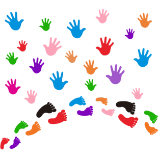 创意踩小脚丫手掌印游戏抖音彩色可爱装饰幼儿园闹婚礼自粘地贴纸