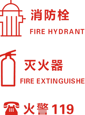 消防栓消火栓火警灭火器标识贴纸