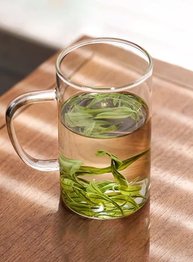 禾器清简杯家用透明喝水杯子简约玻璃杯和器茶杯带把绿茶杯400ml
