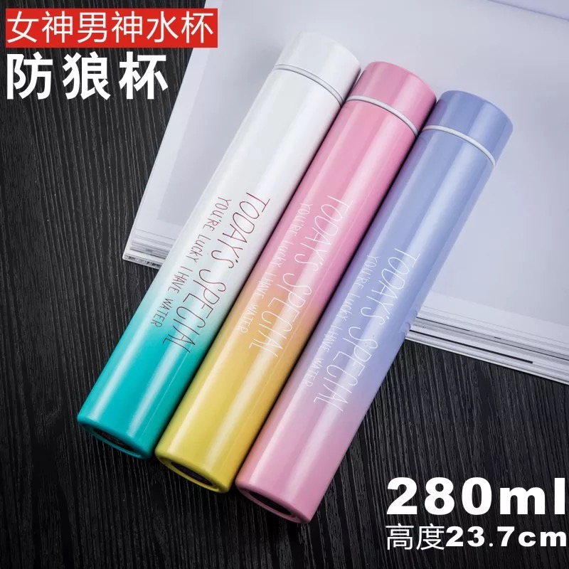 女神款保温杯男女士学生细长水杯便携不掉漆可爱防狼创意直身杯子