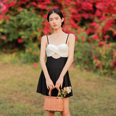 诗凯迪旗舰店新款 韩国ins网红连体裙显瘦遮肚温泉度假游泳衣女夏