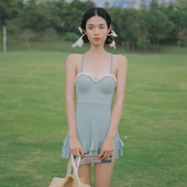 2025新款 日系甜美纯欲泳装 性感聚拢连体裙显瘦遮肉温泉度假泳衣女