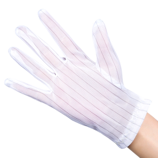 防静电条纹手套薄款无尘电子工业生产用点胶防滑劳保防护手套