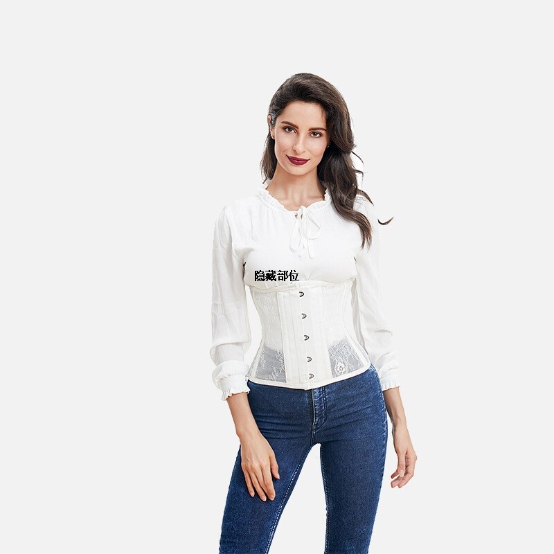 夏薄款透气网纱塑身内衣 性感透气蕾丝短款塑身衣underbustcorset