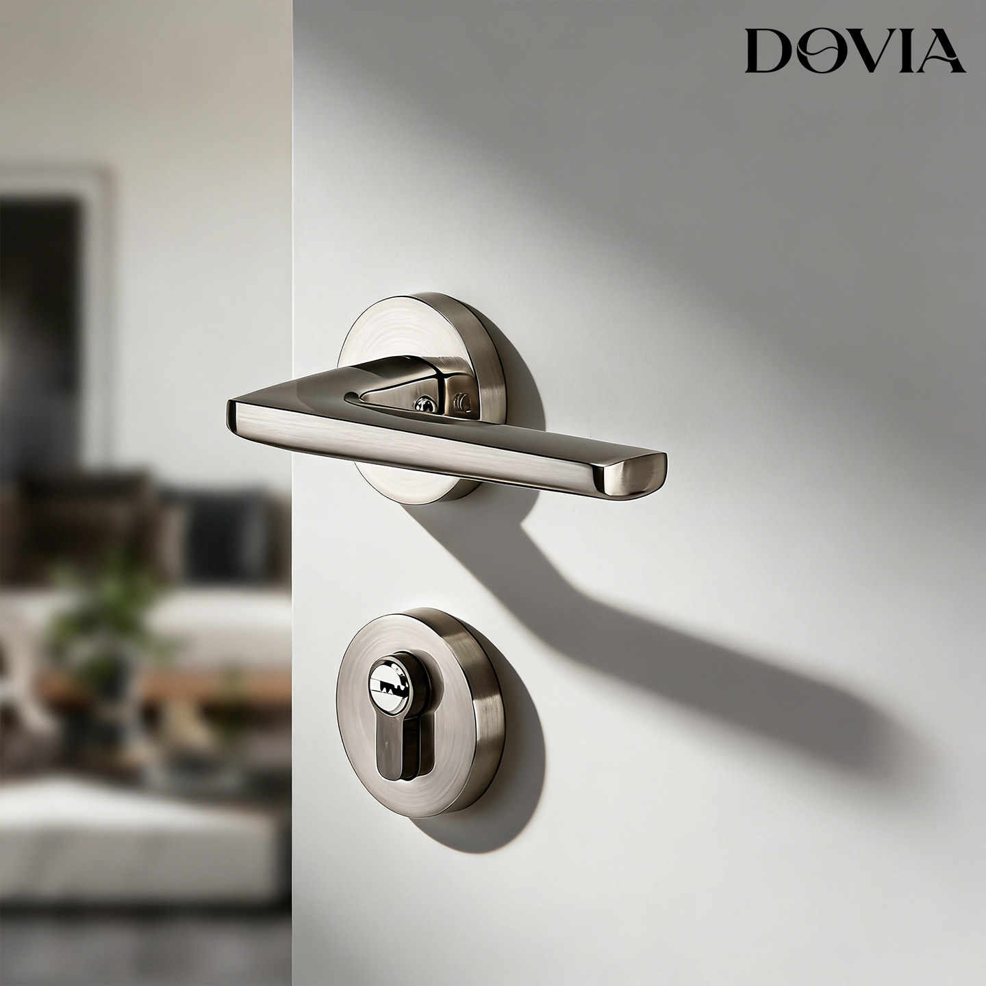 锌合金黑色室内卧室房门锁