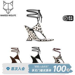 Naked Wolfe|博主同款绑带异形凉鞋夏季女2026新款Rampage真皮