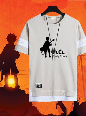 FLCL特别的她动漫周边t恤短袖男纯棉青少年夏季休闲宽松衣服