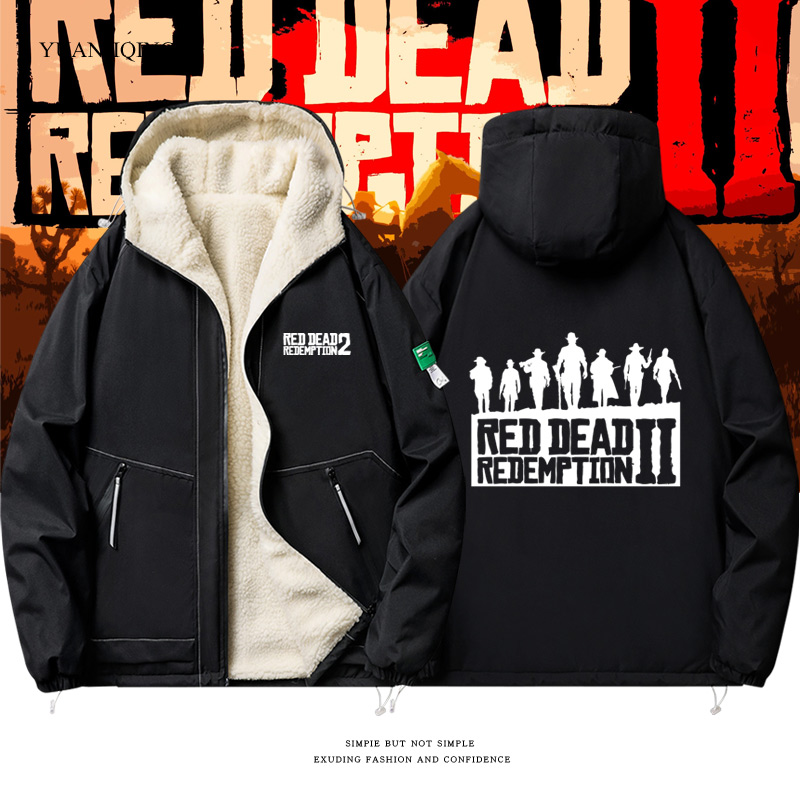 荒野大镖客2休闲棉服游戏周边男青少年大表哥羊羔绒棉衣外套衣服a