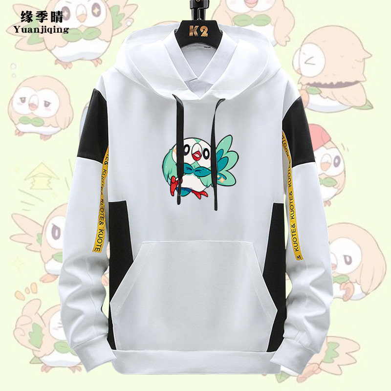 口袋妖怪木木枭鸟火斑喵精灵宝可梦春秋季男青少年休闲连帽卫衣
