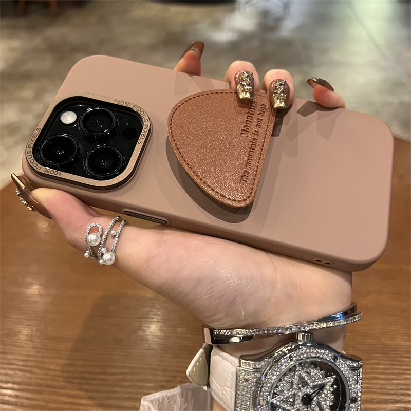 奶茶棕弧形三角支架适用苹果16手机壳新款16promax套iphone16pro硅胶苹果15防摔苹果13全包14超好看12男女Pro