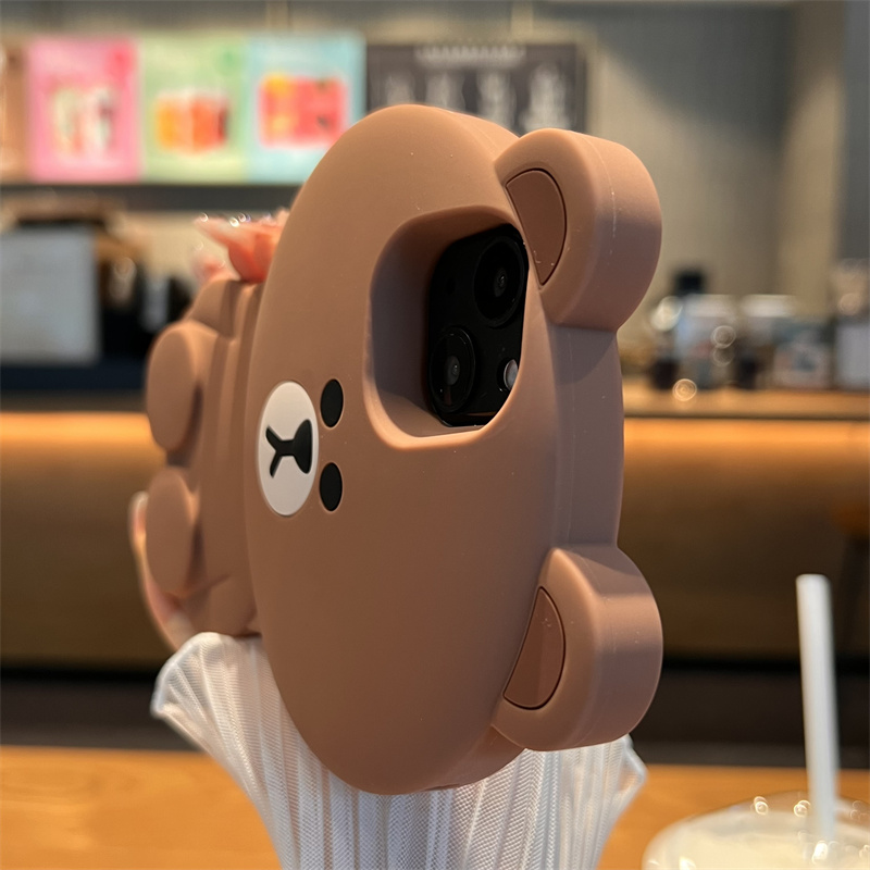 【LINE FRIENDS】立体硅胶布朗熊苹果14手机壳iphone14promax新款13高级感12小众ProMax套Pro全包11女男适用 3C数码配件 手机保护套/壳 原图主图