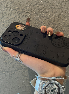 黑底镭射可爱猫适用苹果17手机壳新款iphone17套苹果17promax全包苹果16pro防摔苹果15pro硅胶14pro外壳13pro