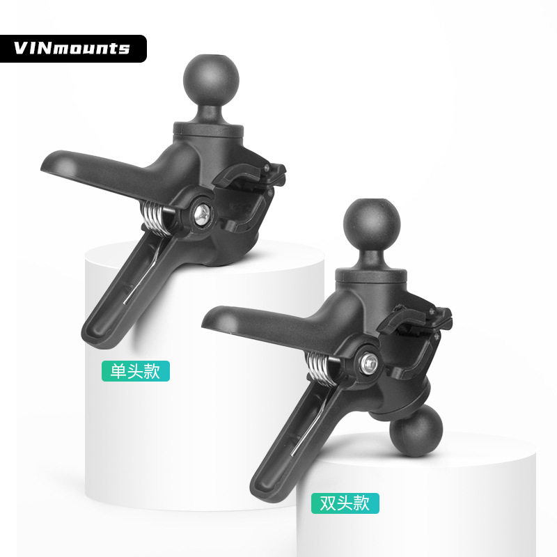 山地自行车快拆弹簧夹手机支架1英寸球头兼容20-42mm管径桌面支架