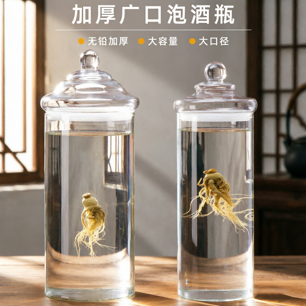 无铅加厚玻璃广口密封泡酒罐