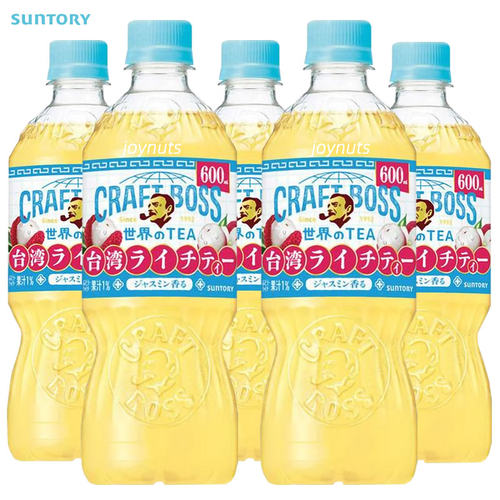 日本进口三得利BOSS荔枝味红茶饮料600ml*4瓶joynuts红茶夏季限定