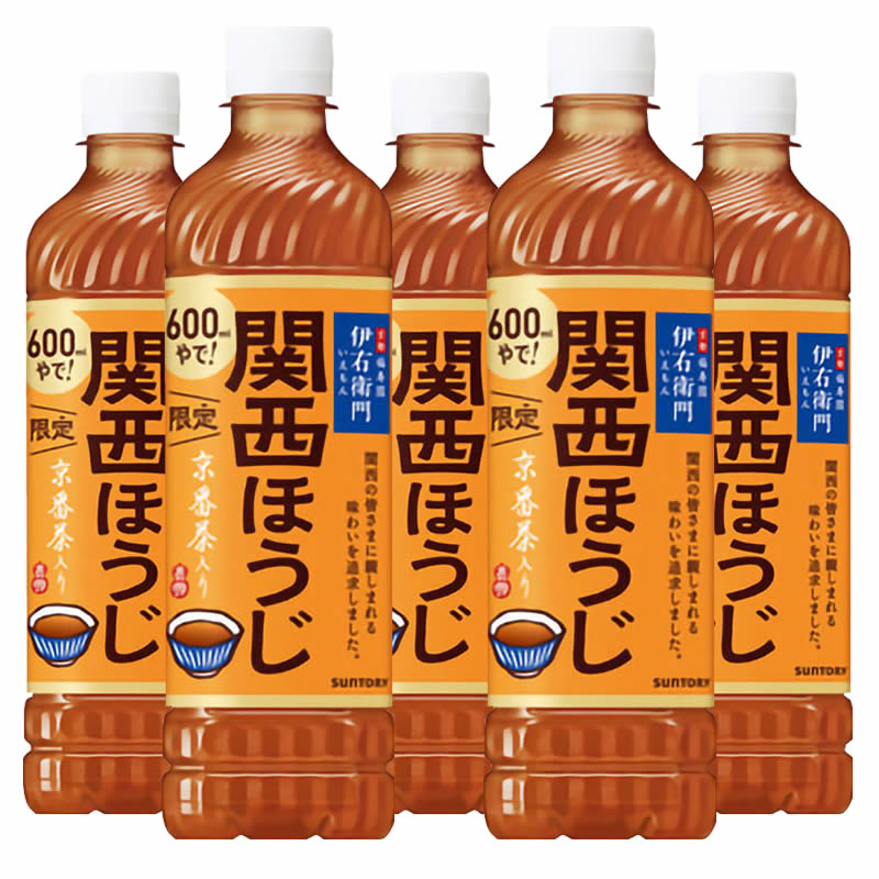 日本进口三得利伊右卫门京番茶烘焙绿茶饮料600ml*3瓶 浓醇甘香