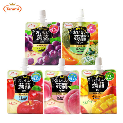 日本进口Tarami蒟蒻果冻吸吸魔芋果汁代餐白桃葡萄味网红小零食