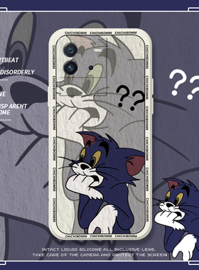 油画问号猫适用vivoiqooneo6手机壳iqooneo5se新款杰瑞6se液态硅胶5s套爱酷no3猫和老鼠活力版全包防摔neo855