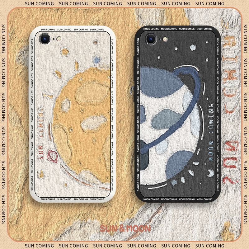 卡通星球适用于苹果se3手机壳iphonese3全包防摔SE2液态硅胶8油画情侣女个性创意7男卡通可爱手机套七八网红