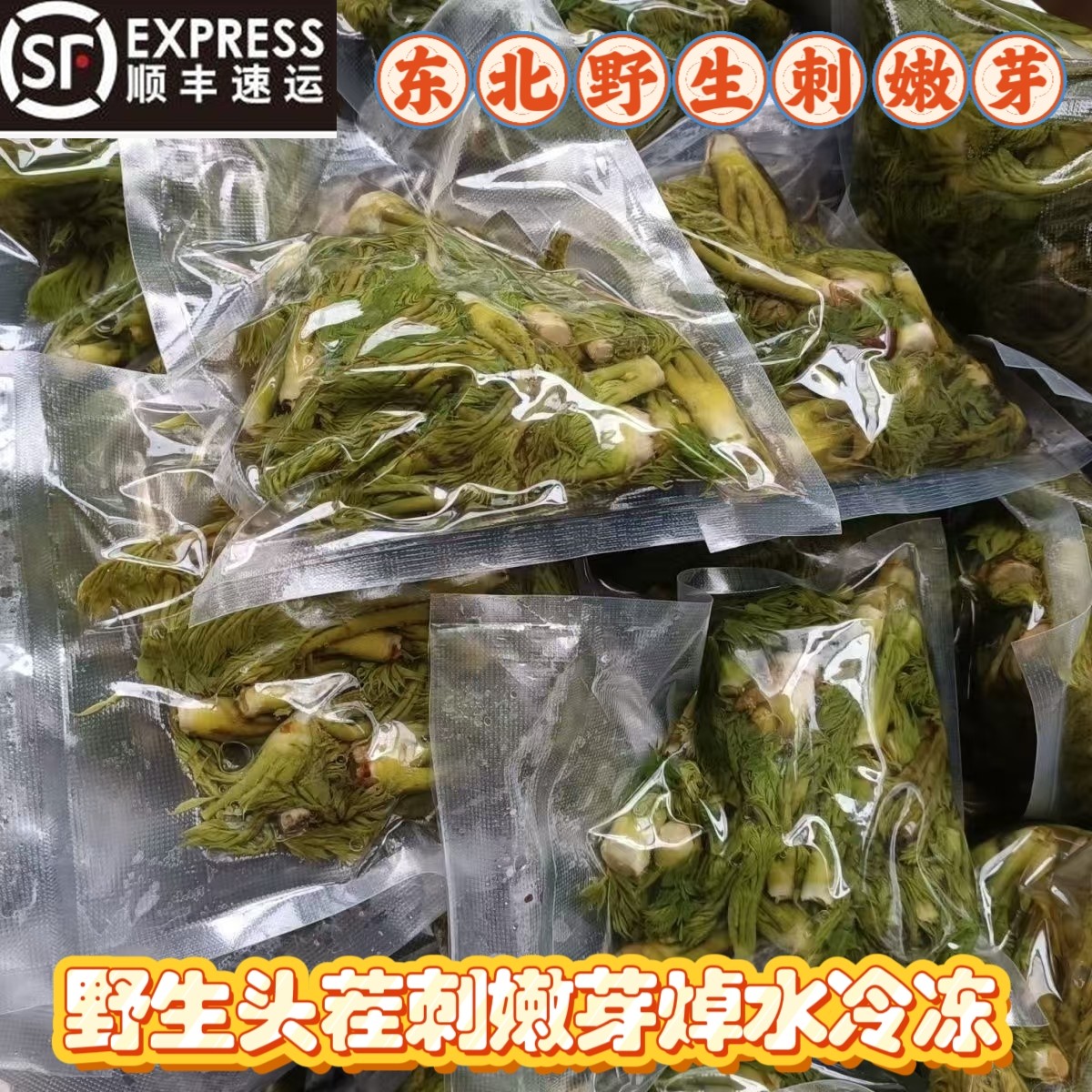 辽宁丹东野生头茬刺嫩芽焯水冷冻顺丰包邮