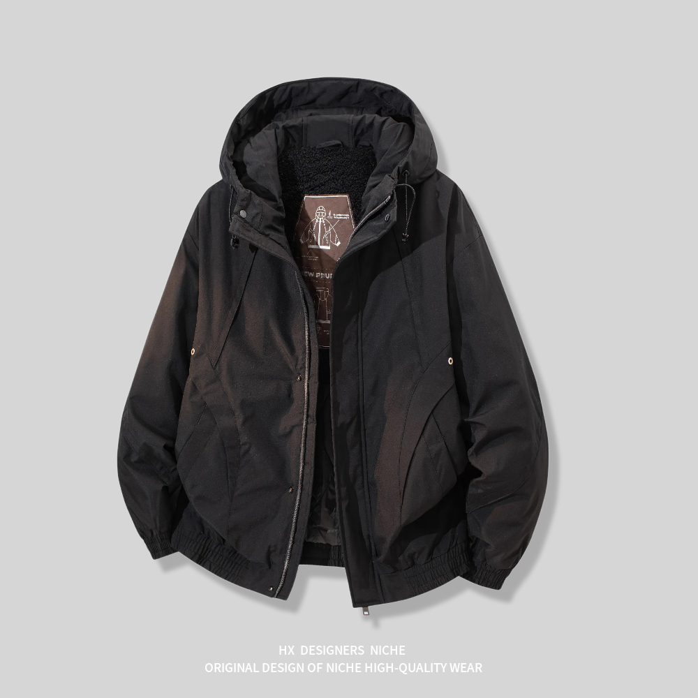 连帽夹棉保暖夹克棉衣服男冲锋衣