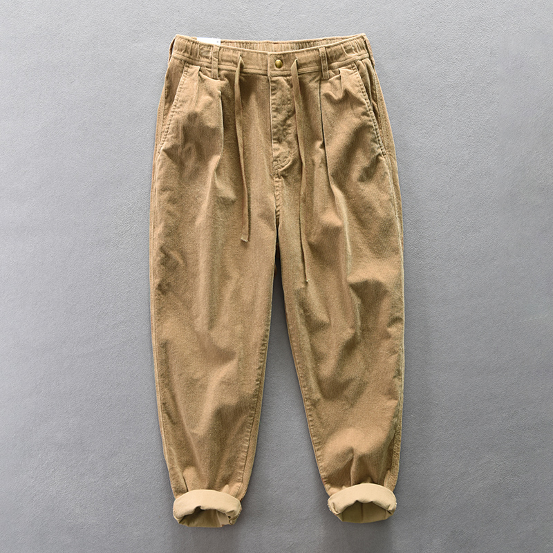 复古灯芯绒阿美咔叽工装裤男直筒